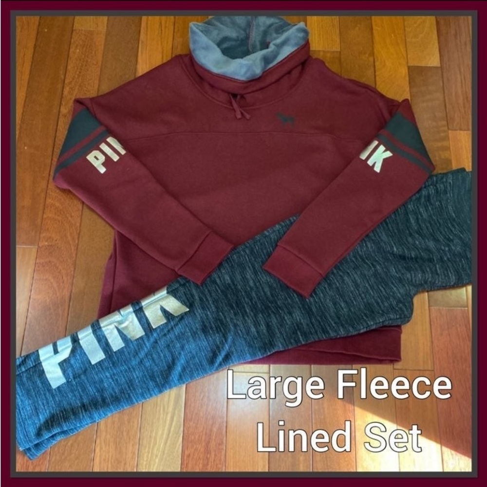 NEW VS PINK FLEECE LINED SET
